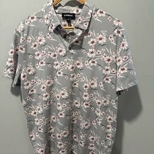 Express Gray Floral Men's Shirt